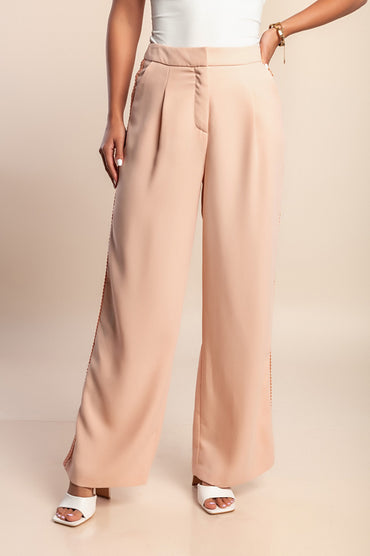 Pantaloni eleganti a gamba larga, rosa