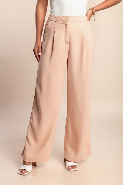 Pantaloni eleganti a gamba larga, rosa