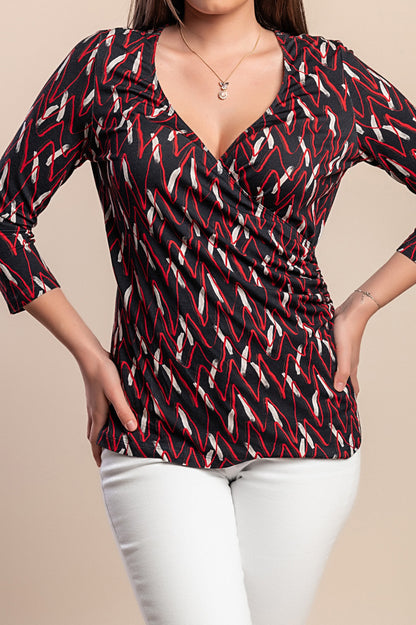 Top stampato taglie forti, nero