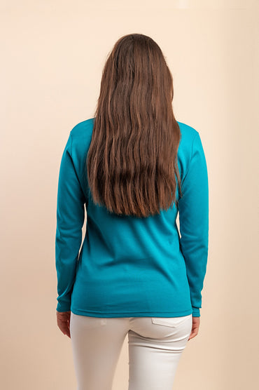 Top a manica lunga in cotone, menta