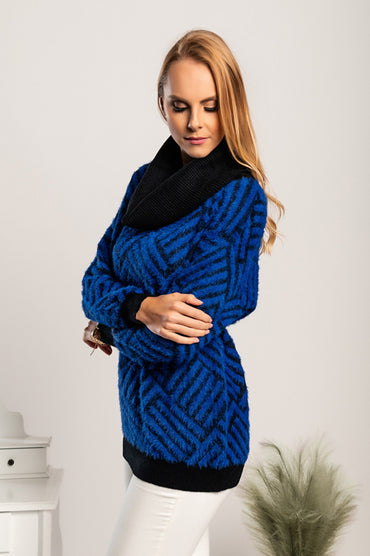 Tunica con cintura fantasia Corvera, blu-nera