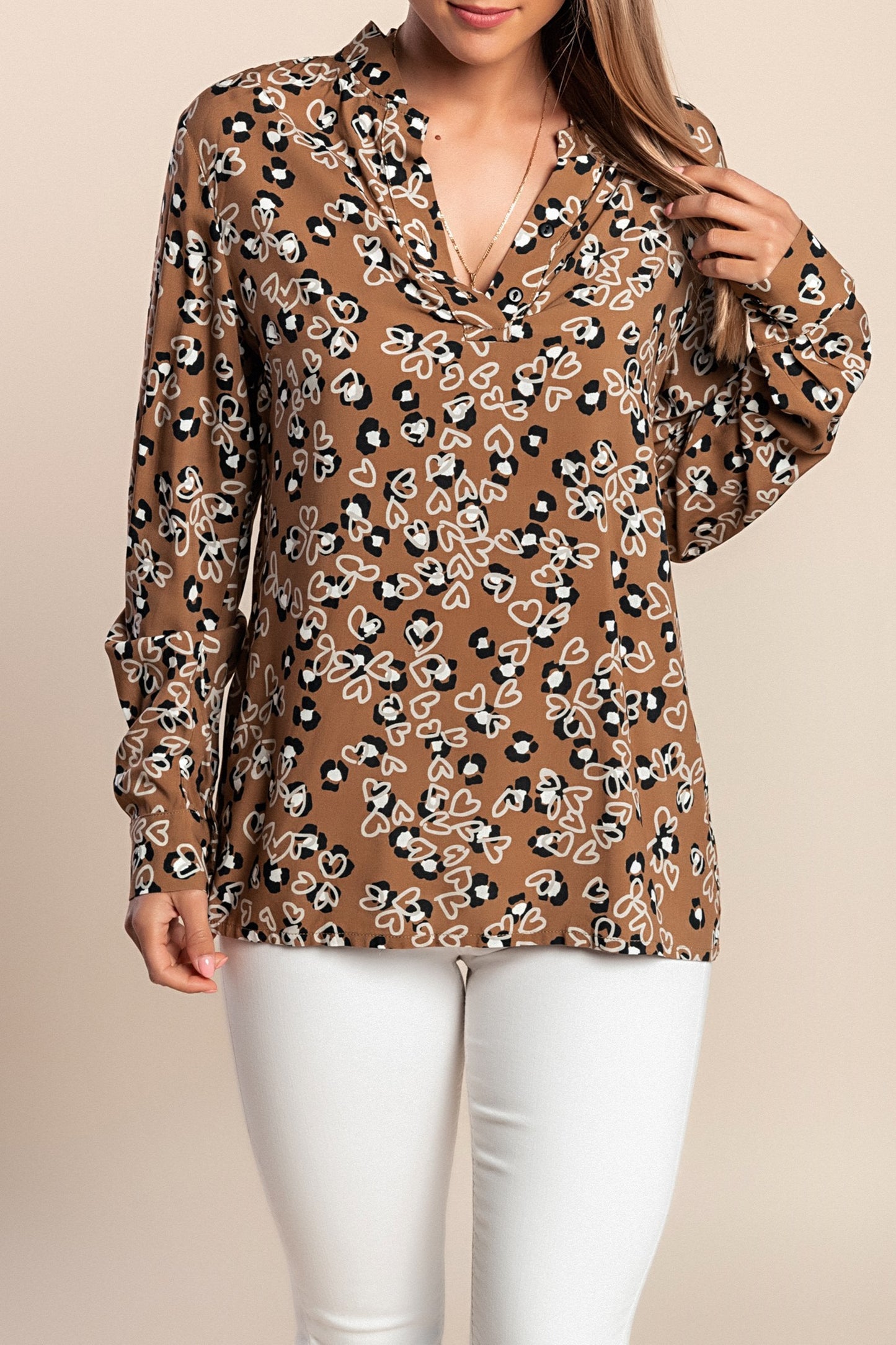 Camicetta a maniche lunghe, marrone