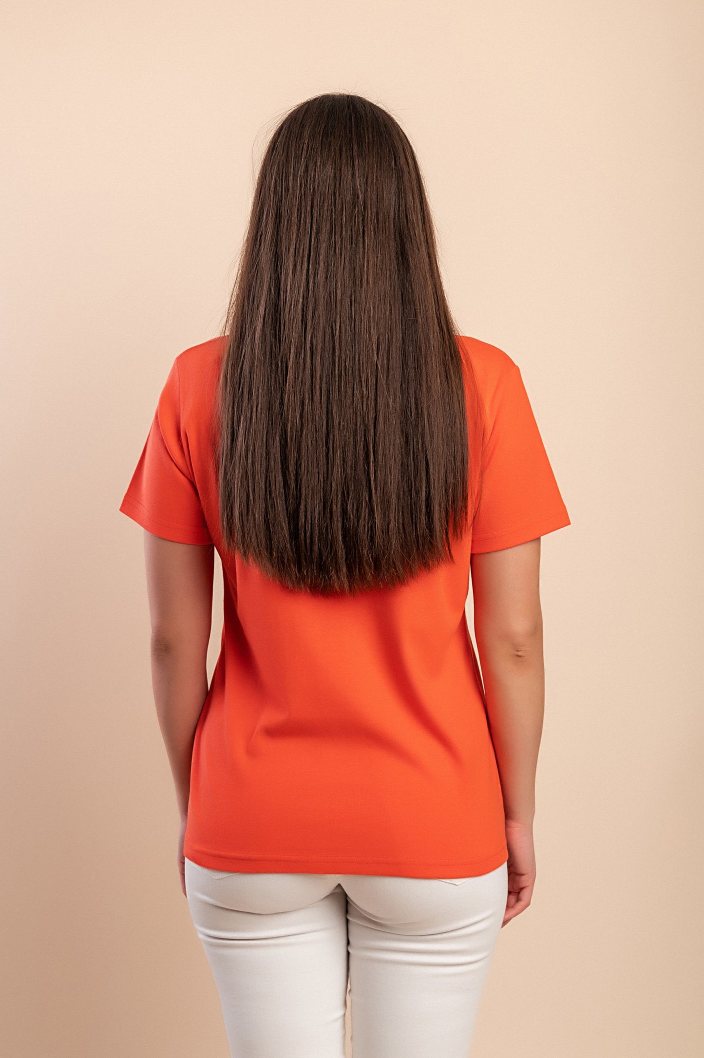 T-shirt in cotone con stampa, arancione