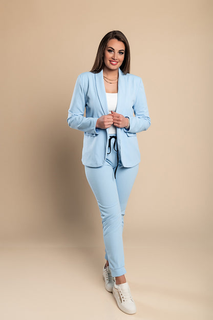 Completo di pantaloni e blazer elegante senza lettere Estrena, nero-nero