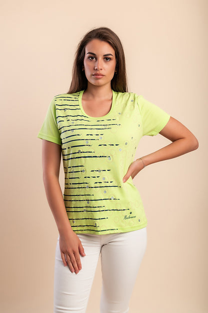 T-shirt in cotone con stampa, verde chiaro