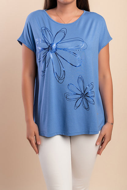 T-shirt stampata, blu