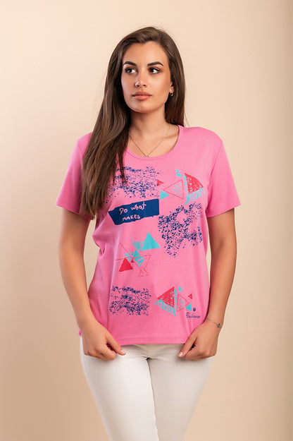 T-shirt in cotone con stampa, rosa chiaro