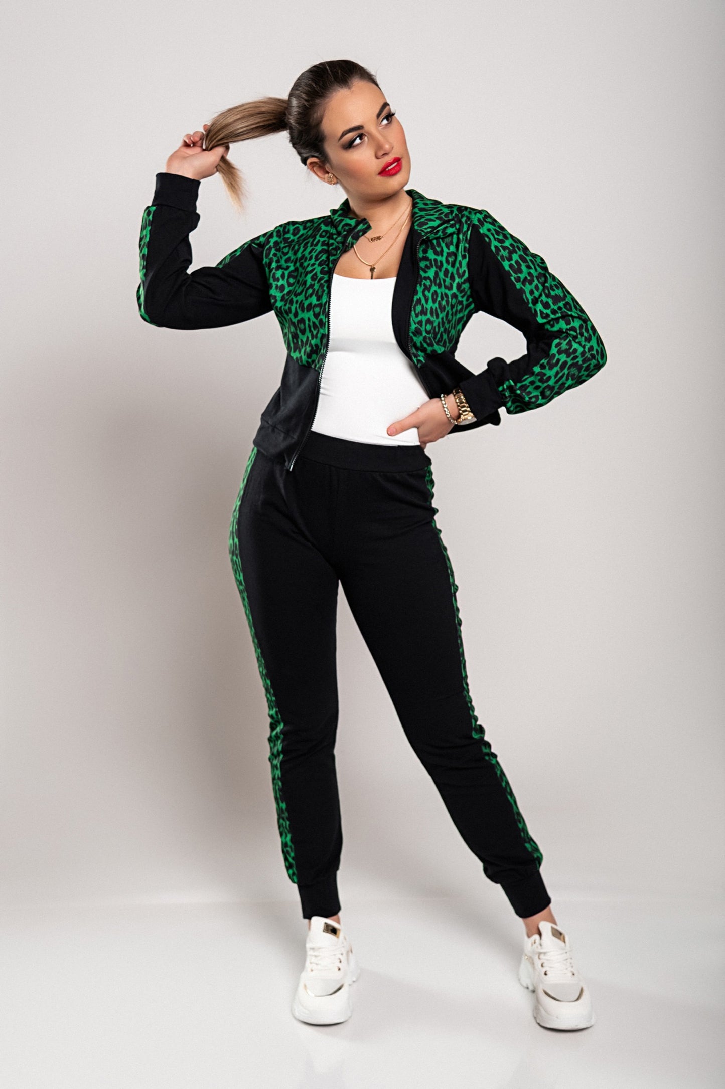 Tuta con stampa leopardata Segovia, verde