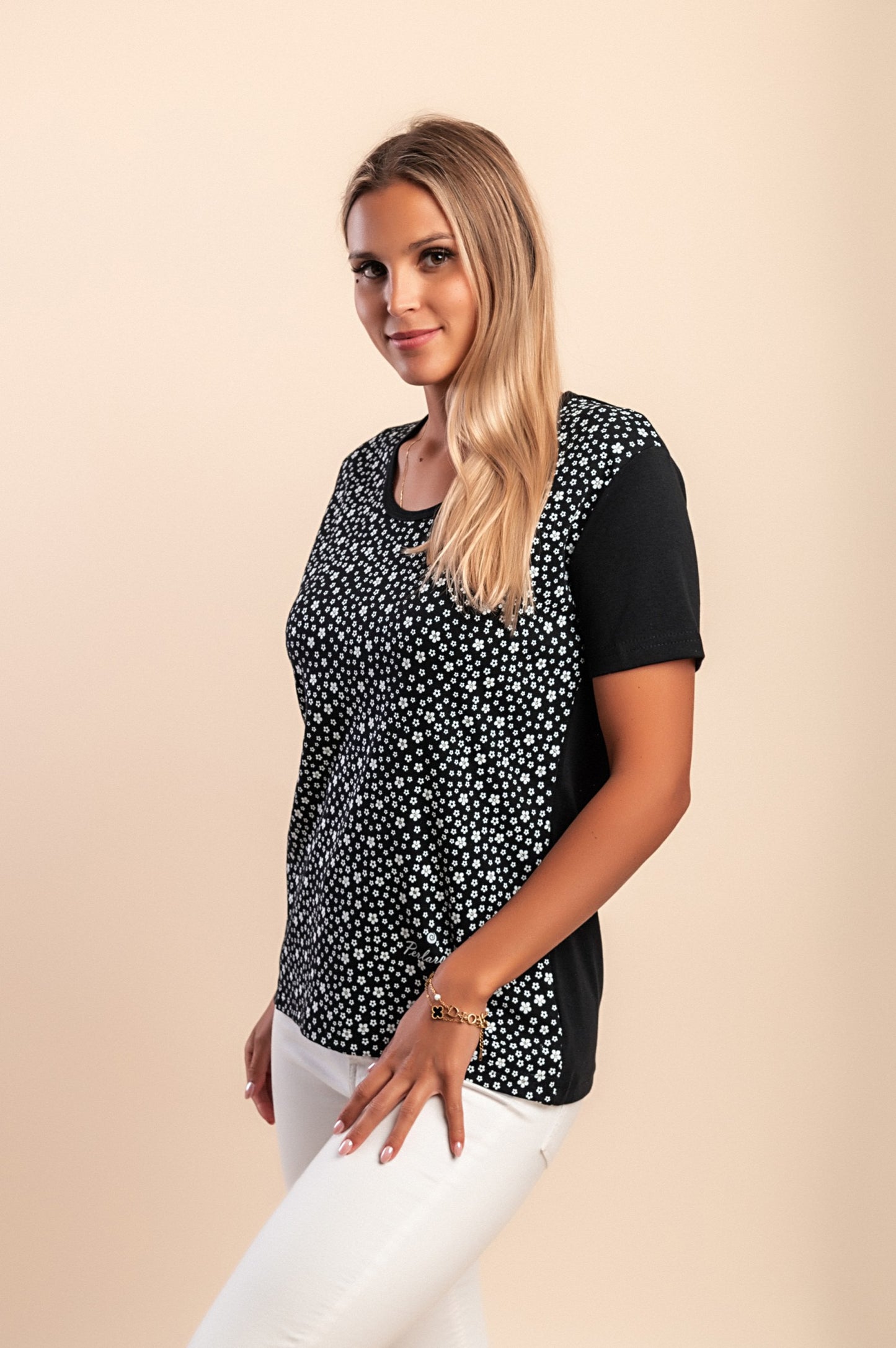 T-shirt in cotone con stampa, blu scuro