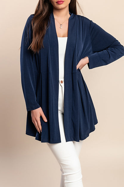 Cardigan a maniche lunghe taglie forti, blu scuro