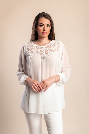 Camicetta semitrasparente, bianca