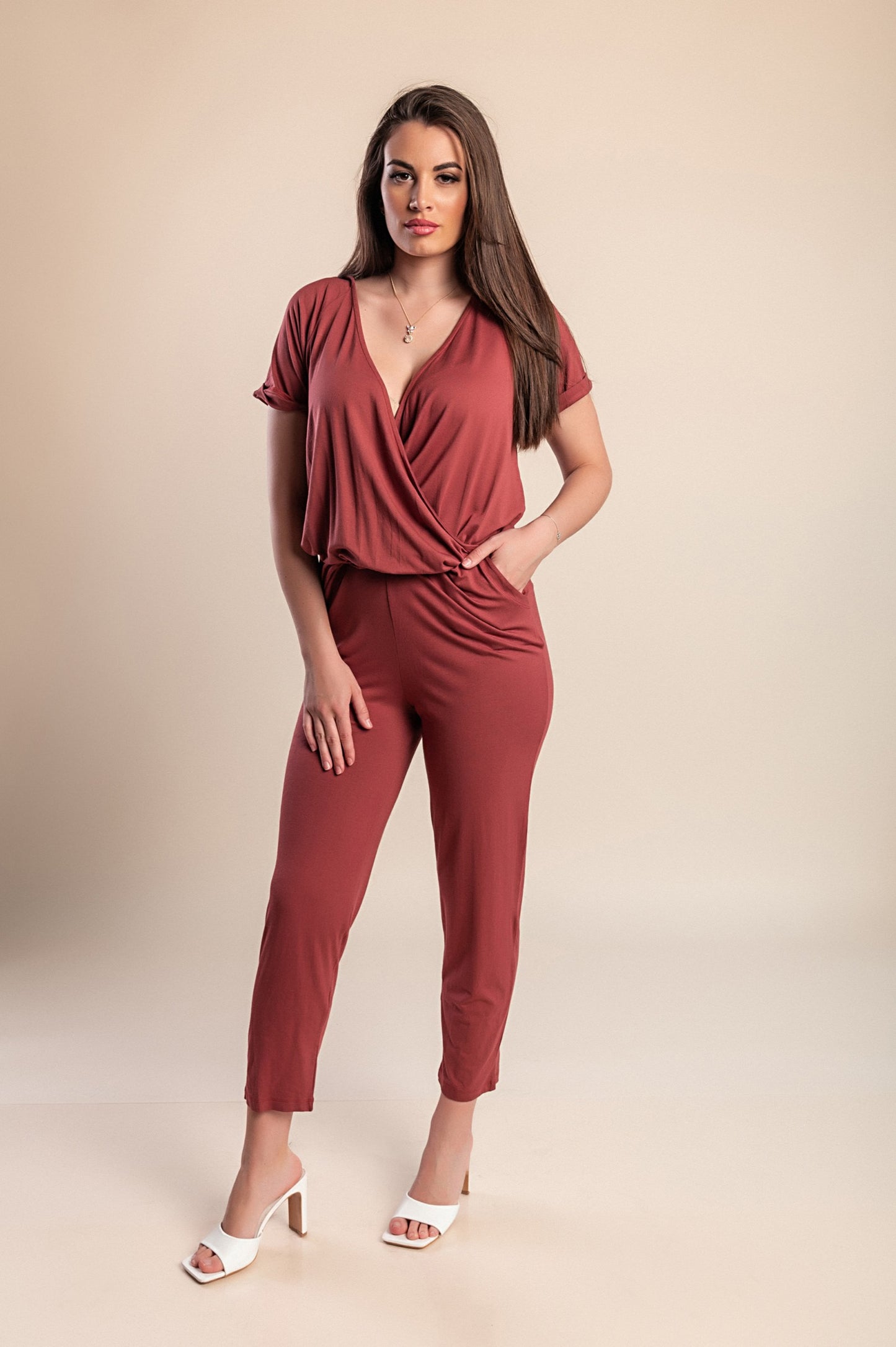 Tuta a maniche corte, mattone