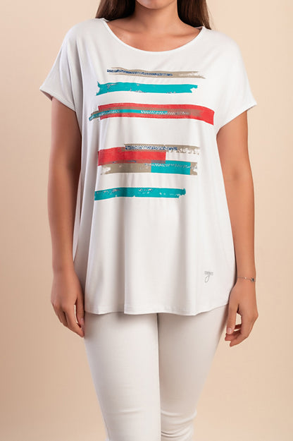 Maglietta con stampa, blu scuro