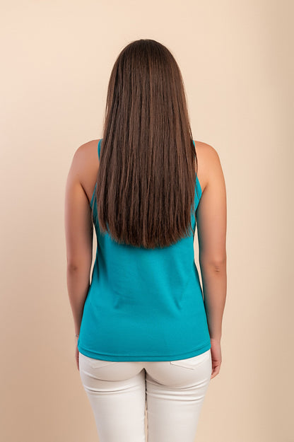 Top in cotone con spalline sottili, beige