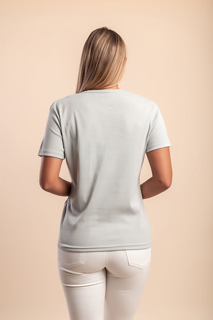 T-shirt in cotone con scollo rotondo, bianca