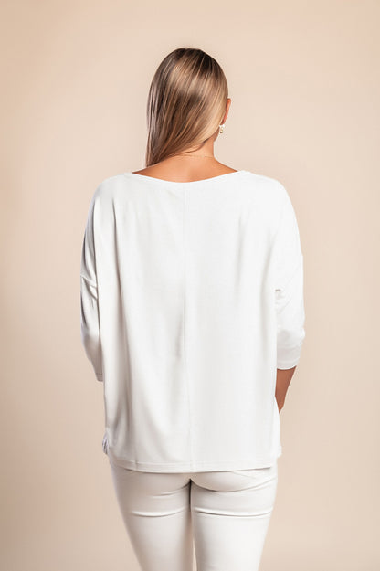 Maglietta a maniche 3/4, bianca