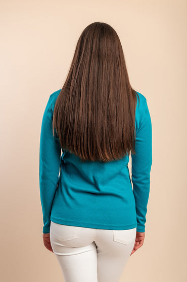 Maglia in cotone a maniche lunghe, blu