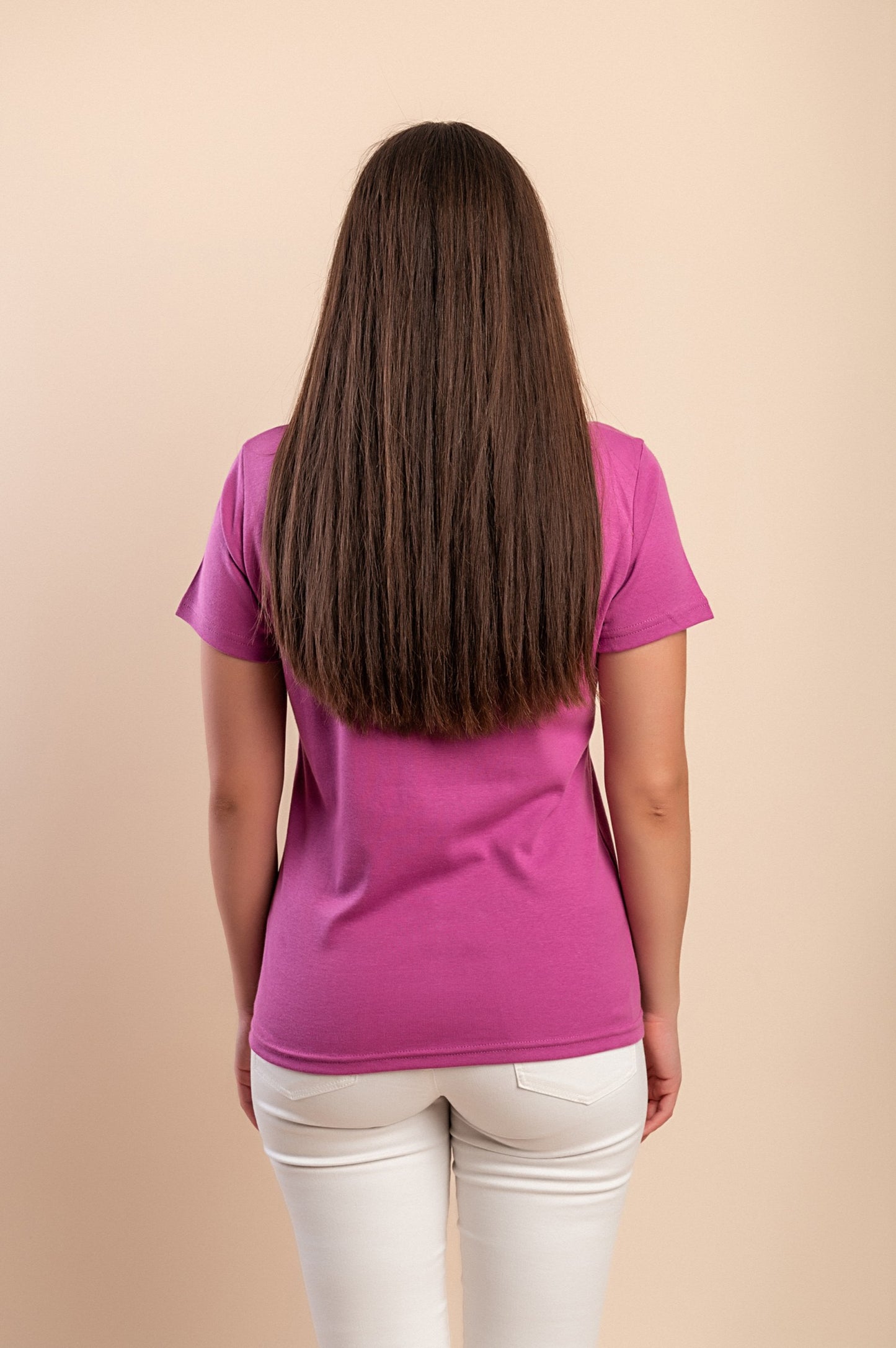 T-shirt in cotone con stampa, fucsia