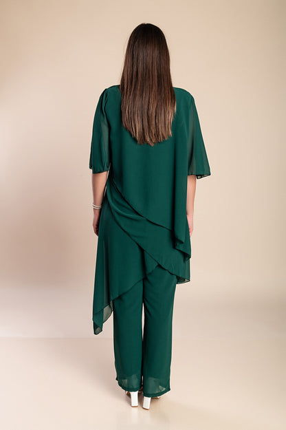 Set di elegante tunica traslucida e pantaloni lunghi  Claudette, neri