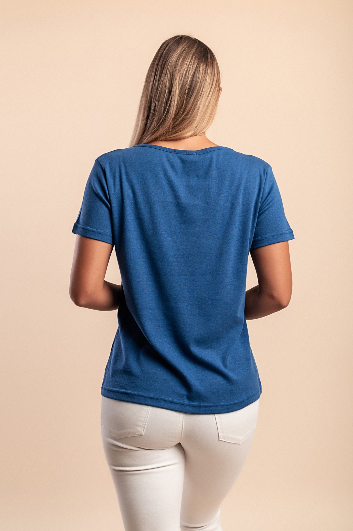 T-shirt in cotone con scollo tondo, gialla