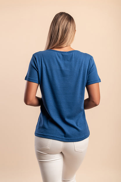 T-shirt in cotone con scollo rotondo, rossa