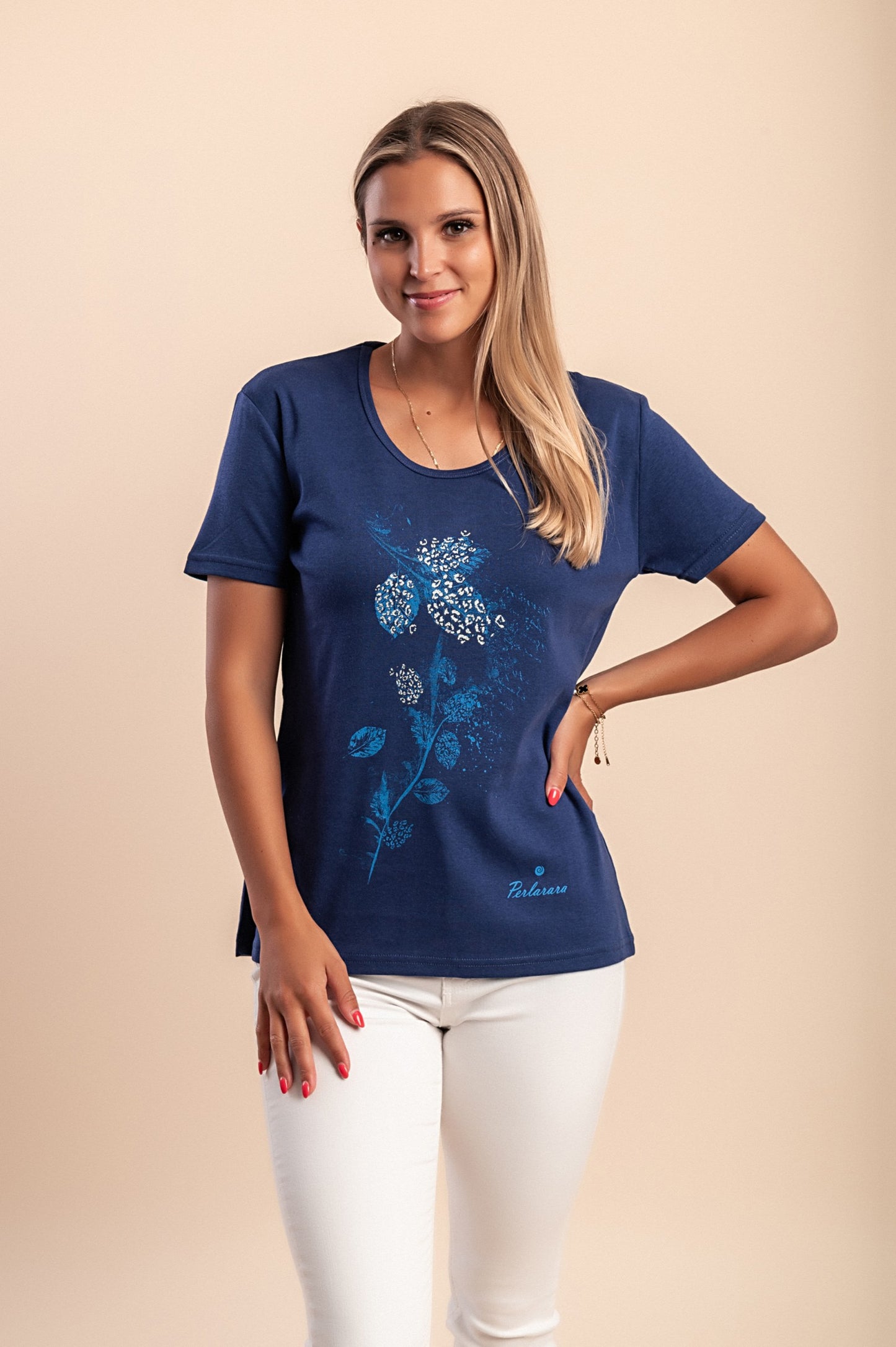 T-shirt in cotone con stampa, rosa chiaro