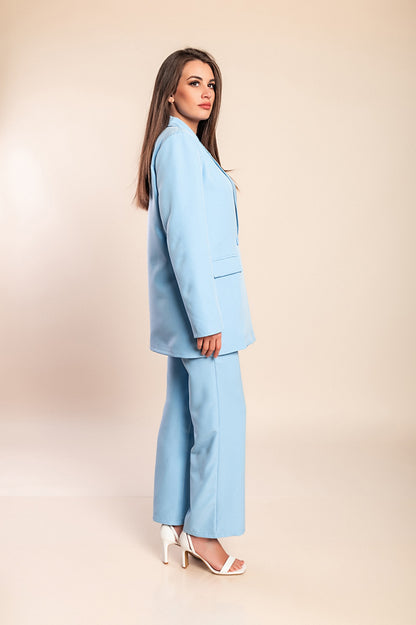 Completo elegante blazer e pantaloni, azzurro