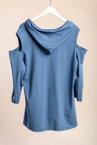 Top con cappuccio, blu