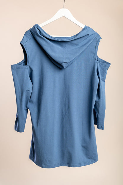 Top con cappuccio, blu