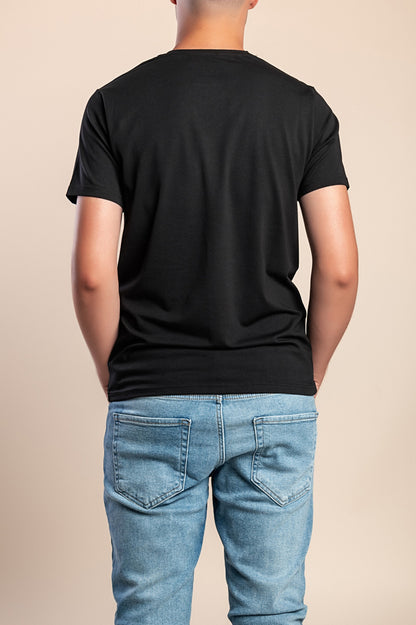 T-shirt da uomo in cotone, nera