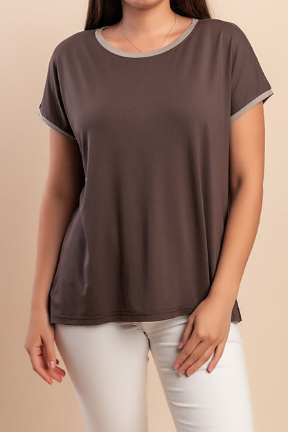 T-shirt in viscosa, beige