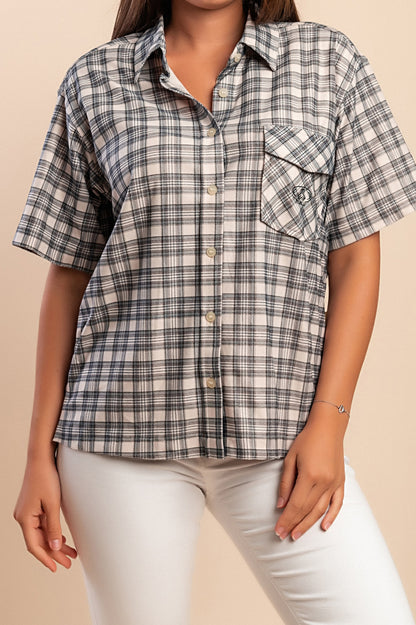 Camicia a quadri, grigia