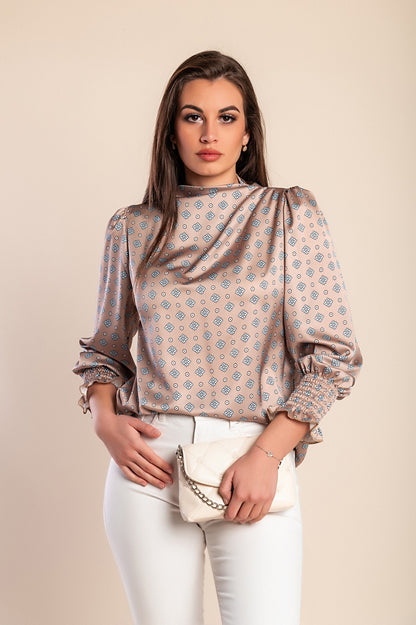 Camicetta stampata, colore beige