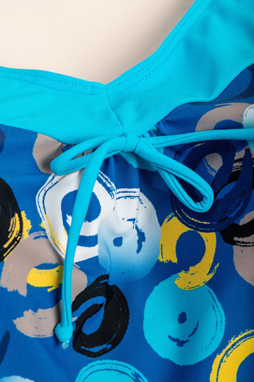 Costume da bagno stampato taglie forti, blu