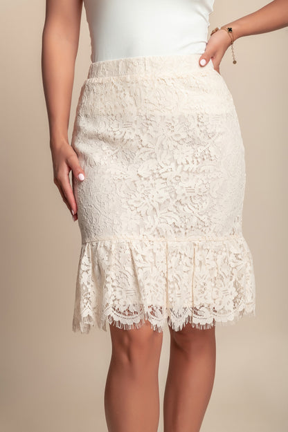 Gonna in pizzo, beige
