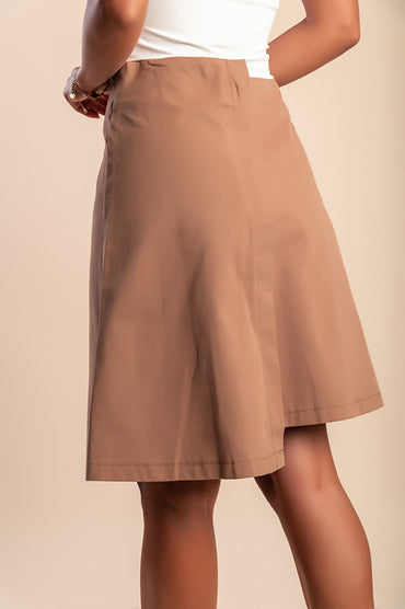 Minigonna in cotone, marrone