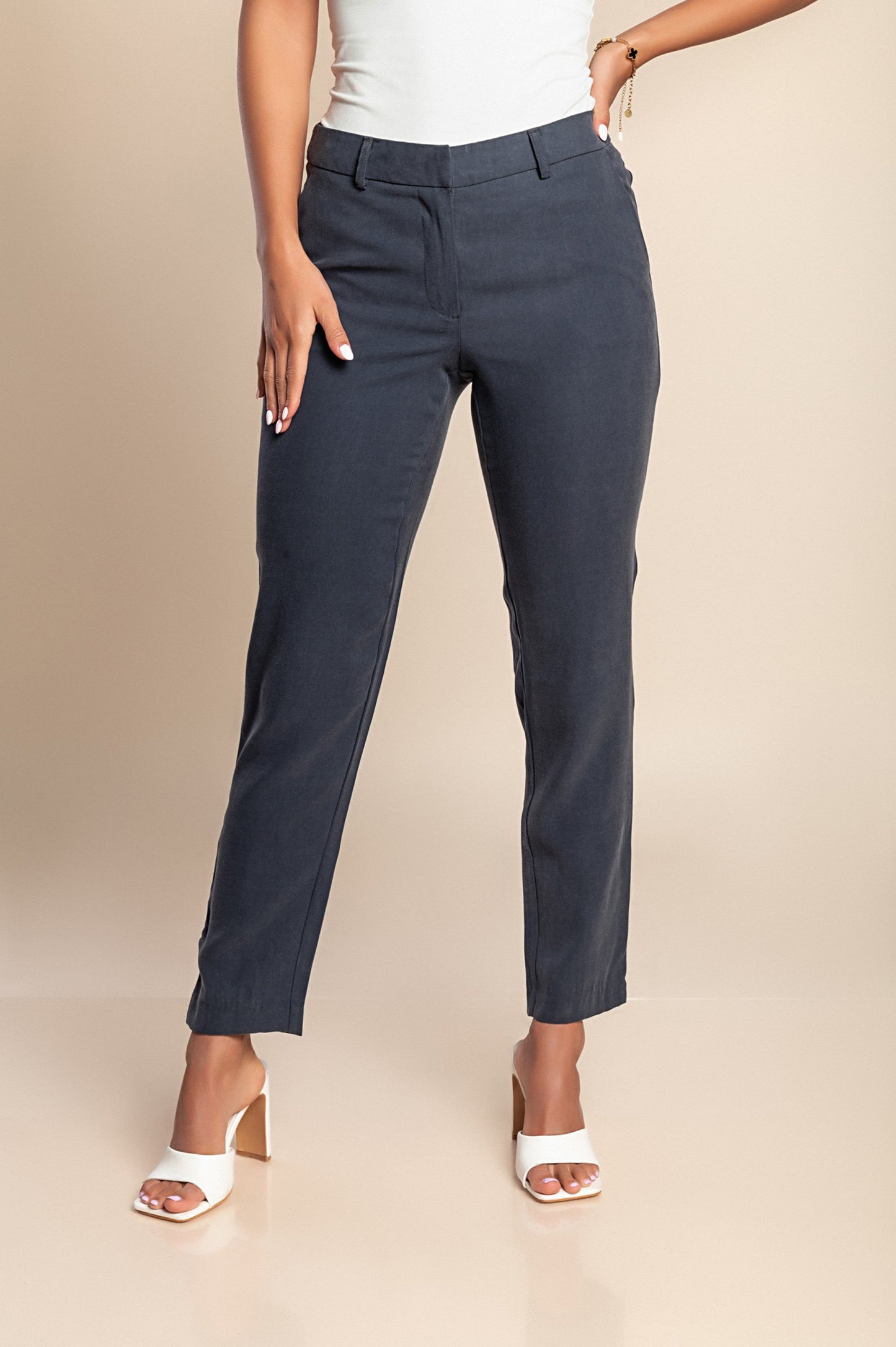 Pantaloni in viscosa taglie forti, blu scuro