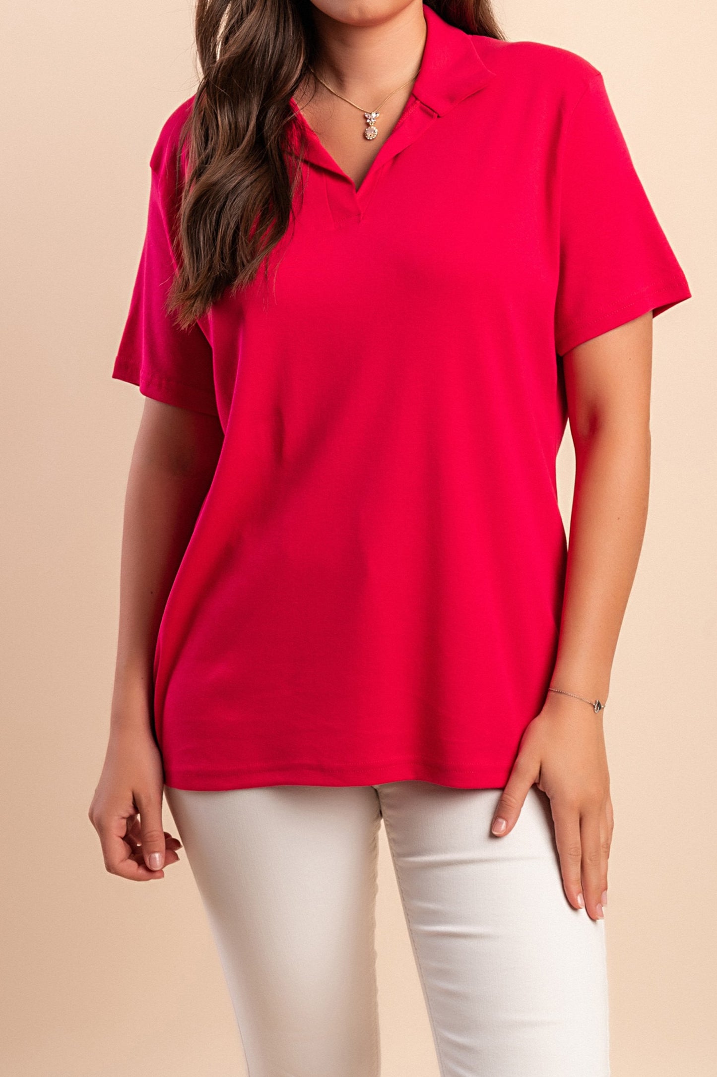 Camicia in cotone taglie forti con colletto, menta