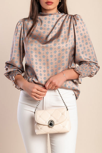 Camicetta stampata, colore beige