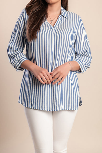 Camicia a righe, azzurra