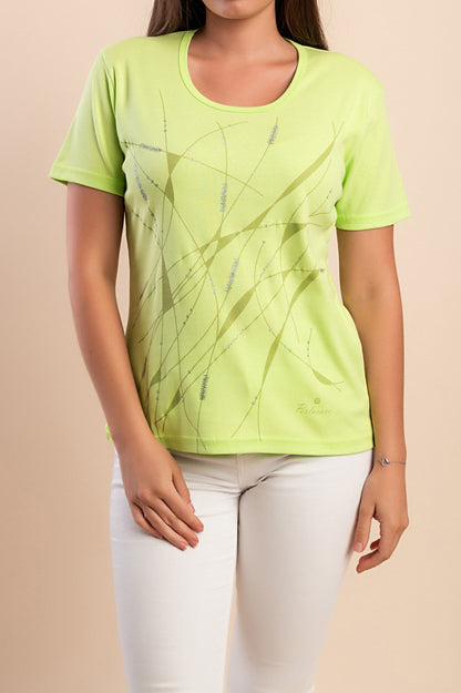 T-shirt in cotone con stampa, verde chiaro