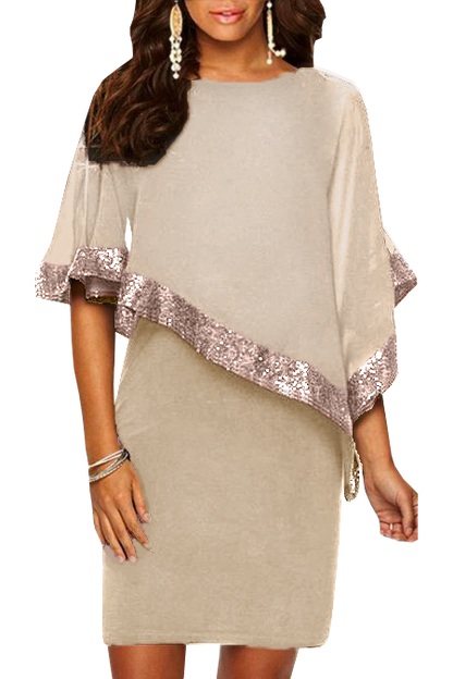 Vestito elegante con mantellina Arlet, bordo