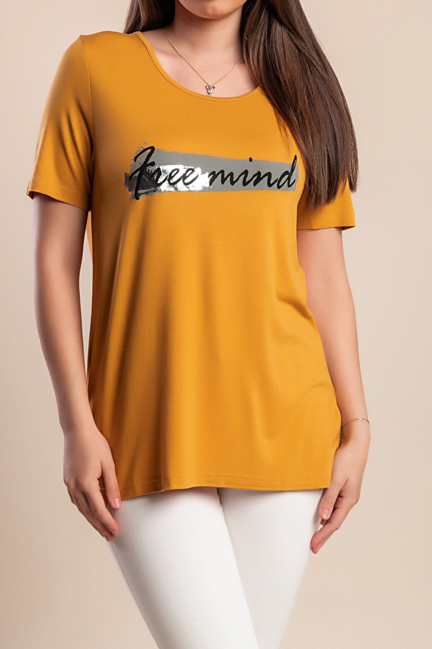 T-shirt stampata, senape