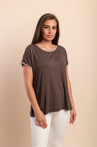 T-shirt in viscosa, beige