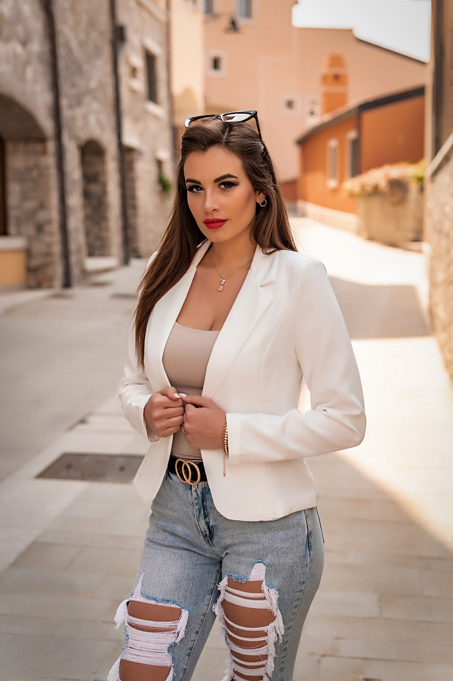 Blazer con scollo classico Softina, nero