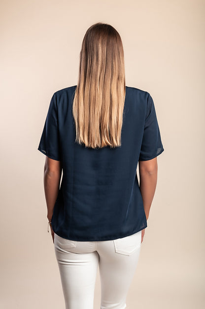 T-shirt girocollo, blu scuro