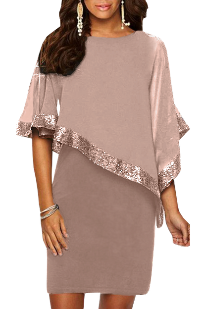 Vestito elegante con mantellina Arlet, bordo