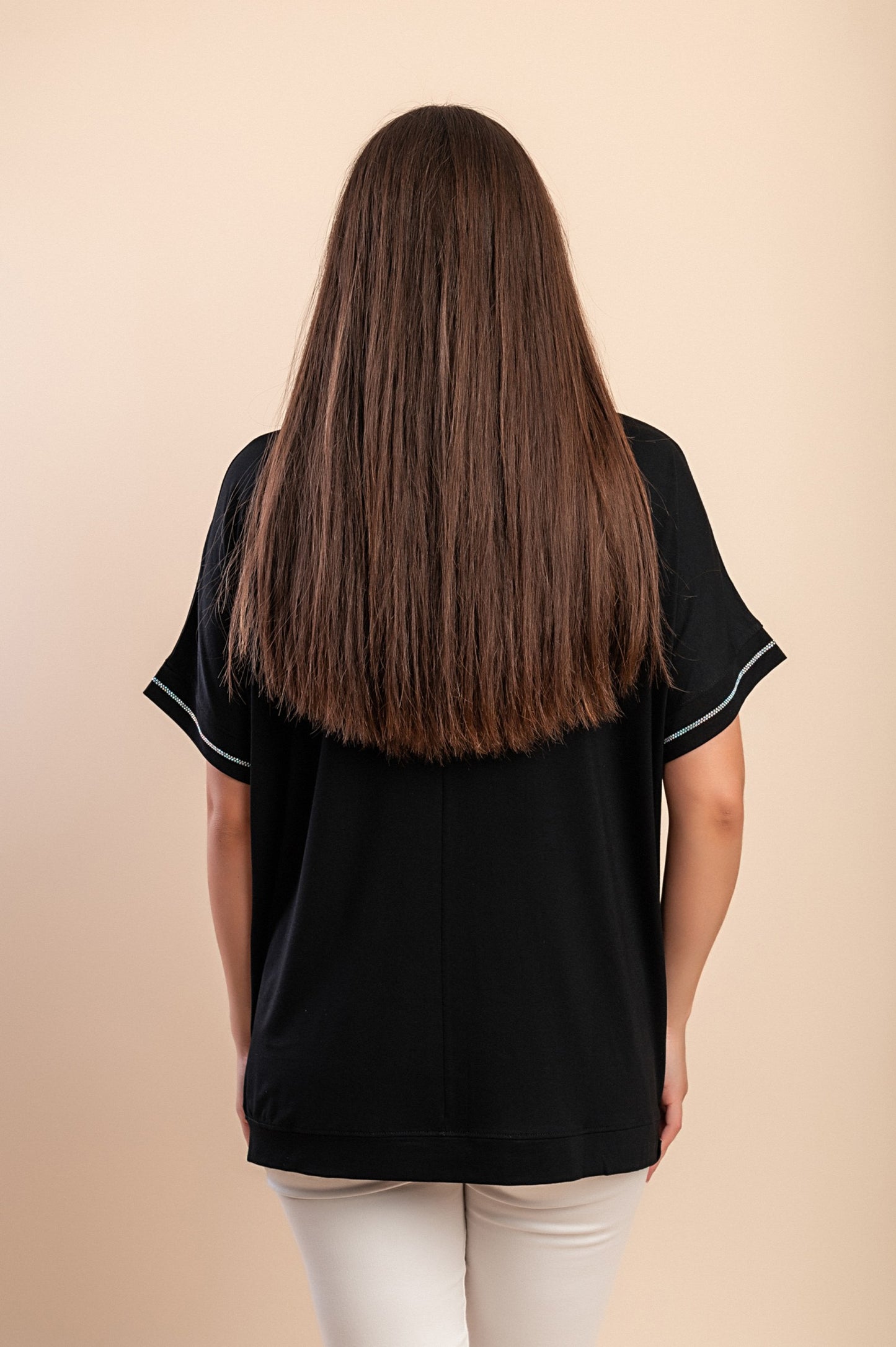 T-shirt in viscosa, nera