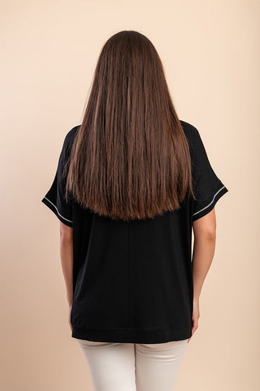 T-shirt in viscosa, nera