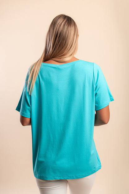 Maglietta con stampa, turchese